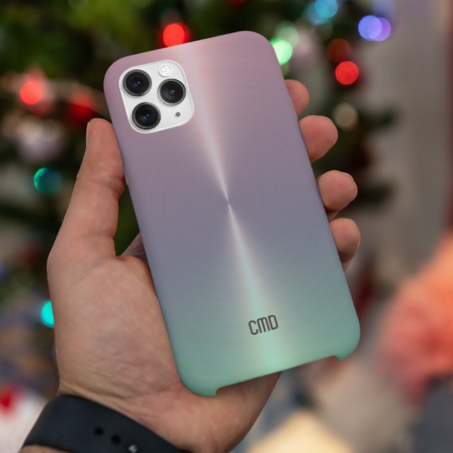 Coques Case-Mate iPhone Monogramme d'ombre métallique vert rose (Créateur téléchargé)