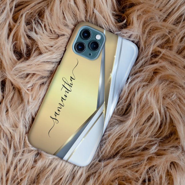 Coques Case-Mate iPhone Monogramme d'or 3-D en métal mixte (Créateur téléchargé)