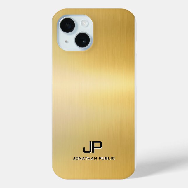 Coques Case-Mate iPhone Monogramme d'or à look métallique Modèle personnal (Verso)