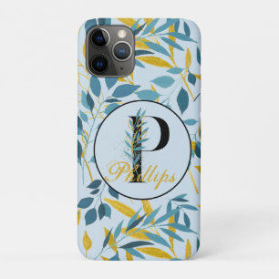 Case-Mate iPhone Case Monogramme d'or de la Marine Feuille moderne "Lett