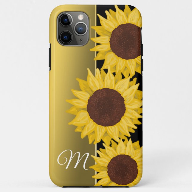 Coques Case-Mate iPhone Monogramme d'or tournesol (Dos)