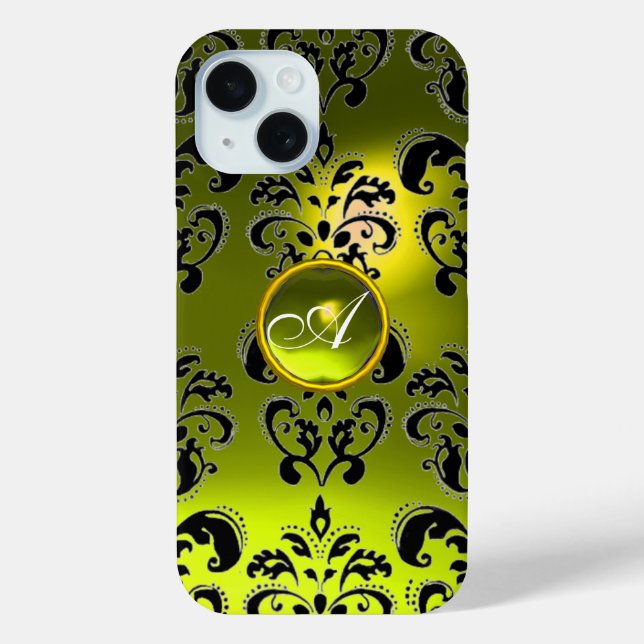 COQUES Case-Mate iPhone MONOGRAMME DU GEM JAUNE NOIR (Verso)