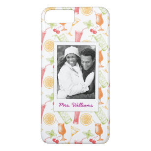 Coque iPhone 7 Plus Monogramme du motif   de croquis de cocktail