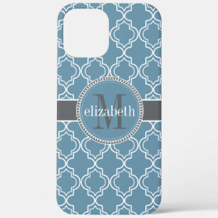 Etui iPhone Case-Mate Monogramme du Quatrefol marocain blanc gris bleu c