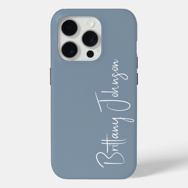 Coques Case-Mate iPhone Monogramme Dusty Blue (Verso)