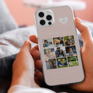 Coque Pour iPhone 14 Monogramme élégant 9 photos en collage
