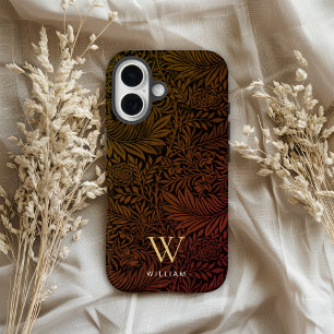 Coque Pour iPhone 16 Monogramme élégant à motif botanique boho en terre