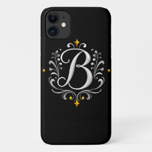 Case-Mate iPhone Case Monogramme élégant de la lettre B en argent