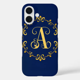 Coque Pour iPhone 16 Monogramme élégant doré de la lettre A