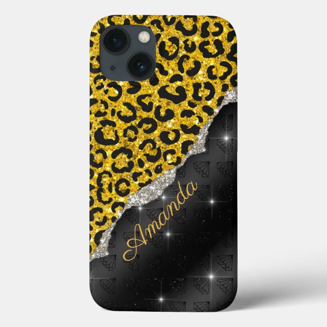 Coques Case-Mate iPhone Monogramme élégant en faux parties scintillant pos (Verso)