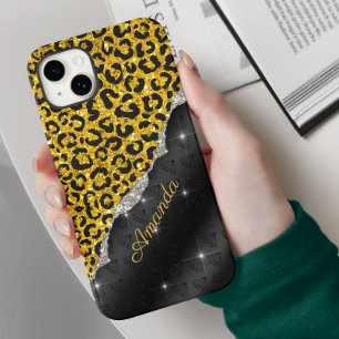 Coque Pour iPhone 14 Monogramme élégant en faux parties scintillant pos