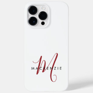 Coque Pour Pour iPhone 14 Pro Max Monogramme élégant moderne blanc rouge script