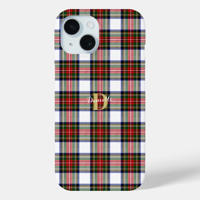 Coques Case-Mate iPhone Monogramme Élégant Personnalisé Nom Noël Plaid (Verso)