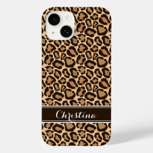 Coque Pour iPhone 14 Monogramme Empreinte de léopard Brown