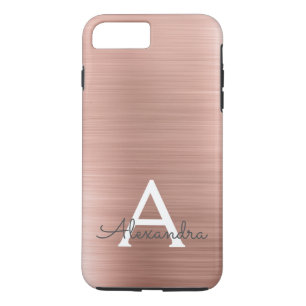 Coque iPhone 8 Plus/7 Plus Monogramme en acier inoxydable rose Rose Rose Rose