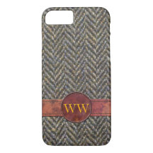 Monogramme en arête de poisson classique de tweed