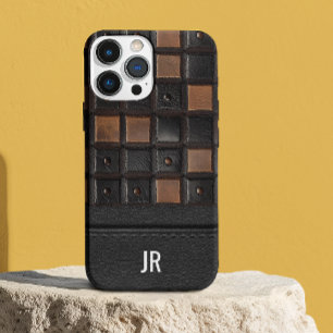 Coque Pour iPhone 14 Monogramme en cuir gravé