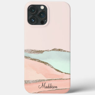 Case-Mate iPhone Case Monogramme en marbre clair rose Turquoise Parties 