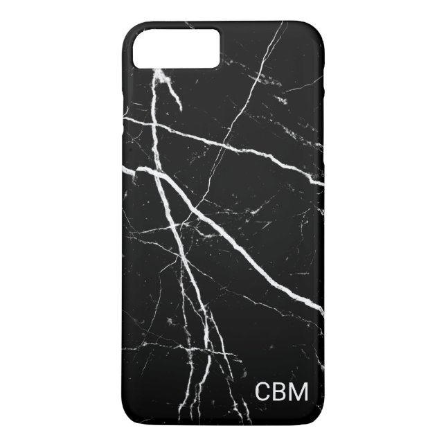 Coques Case-Mate iPhone Monogramme en marbre noir (Dos)