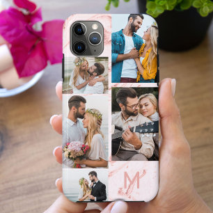 Case-Mate iPhone Case Monogramme en marbre rose 5 Photo Collage