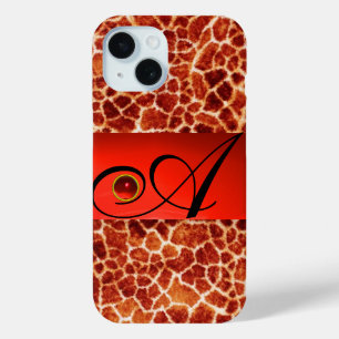 COQUE POUR iPhone 15 MONOGRAMME EN PIERRE DE GIRAFFE,