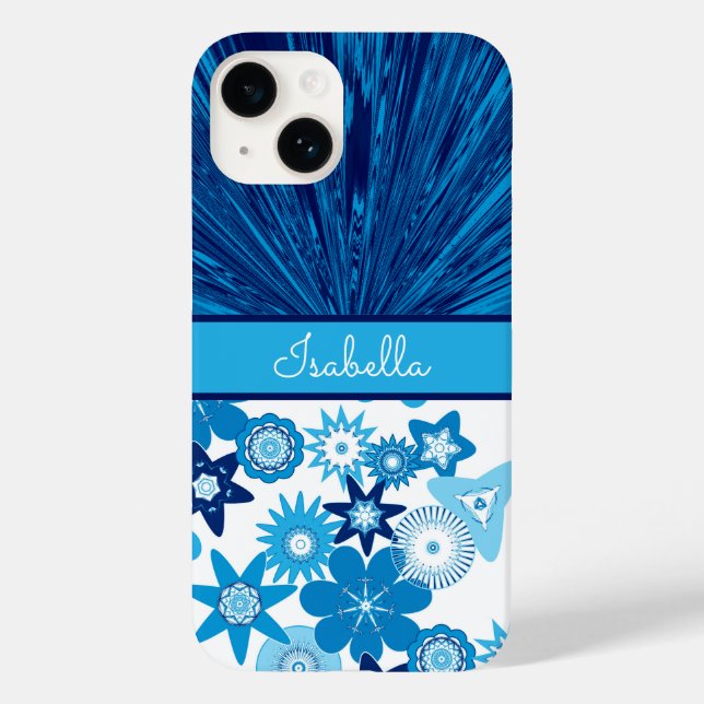 Coques Case-Mate iPhone Monogramme en Satin Bleu (Verso)