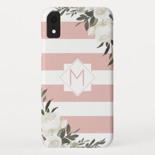 Case-Mate iPhone Case Monogramme encadré rose floral blanc
