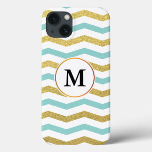 Etui iPhone 13 monogramme et chevron