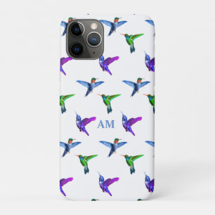Case-Mate iPhone Case Monogramme et colibris sur fond blanc