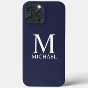 Case-Mate iPhone Case Monogramme et nom personnalisés bleu marine