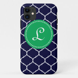 Etui iPhone Case-Mate Monogramme fait sur commande de Quatrefoil en vert
