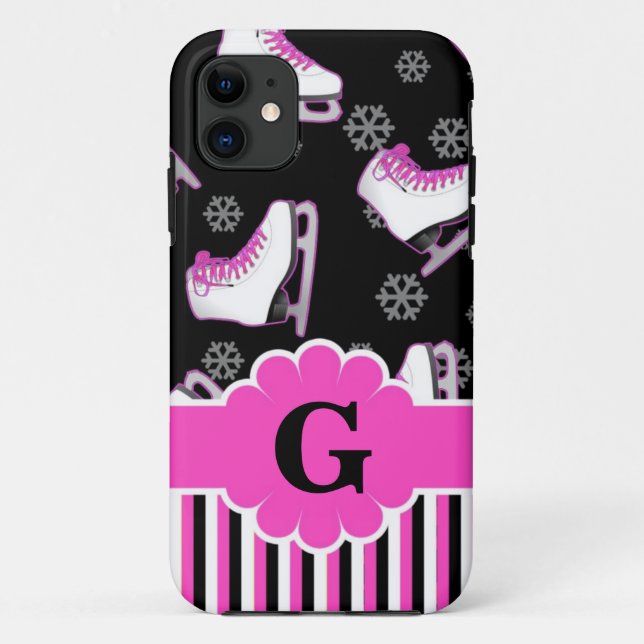 Coques Case-Mate iPhone Monogramme fait sur commande rose et noir de (Dos)