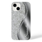 Monogramme Faux Diamond Silver Bling