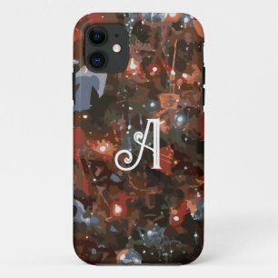 Case-Mate iPhone Case Monogramme Festif initial Lumières Arbre de Noël