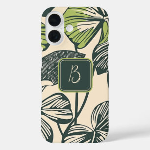 Coque Pour iPhone 16 Monogramme Feuille tropical audacieux