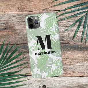 Coque Pour iPhone 14 Monogramme Feuilles de palmiers à la mode initial