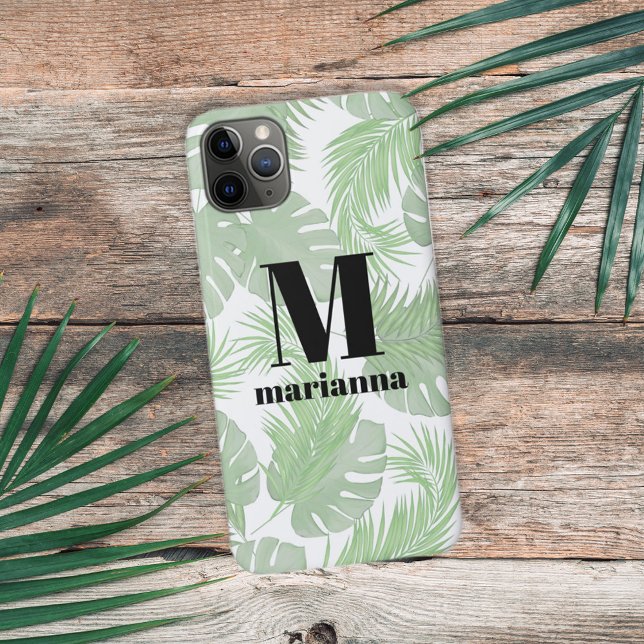 Coques Case-Mate iPhone Monogramme Feuilles de palmiers à la mode initial (Créateur téléchargé)