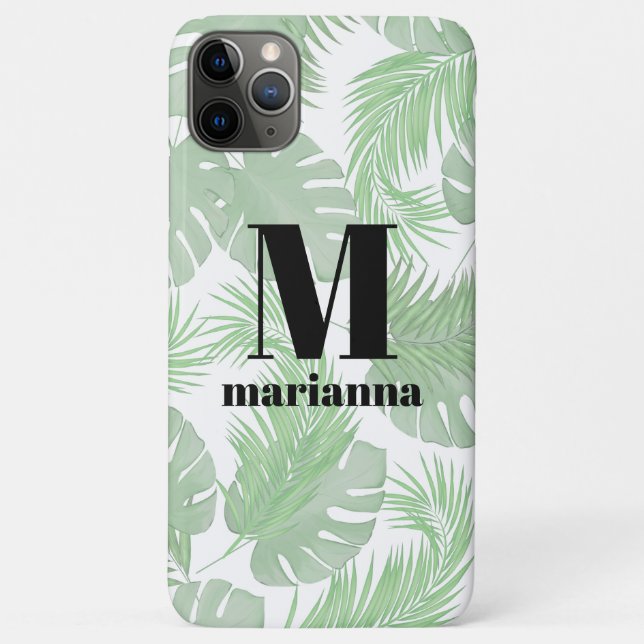 Coques Case-Mate iPhone Monogramme Feuilles de palmiers à la mode initial (Dos)