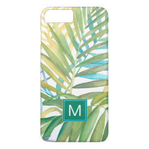 Coque iPhone 7 Plus Monogramme Feuilles de palmiers tropicaux