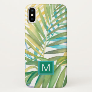 Coque iPhone X Monogramme  Feuilles de palmiers tropicaux