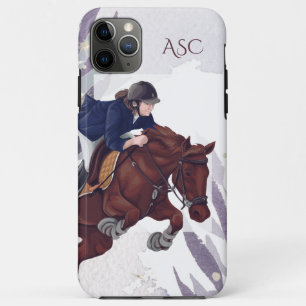 Case-Mate iPhone Case Monogramme Fille et Cheval Jumping sur Violet Abst