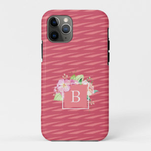 Case-Mate iPhone Case Monogramme Fille Rose Corail Aquarelle Florale