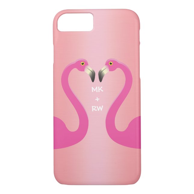 Coques Case-Mate iPhone Monogramme Flamants roses de baiser iPhone 7 Rose  (Dos)
