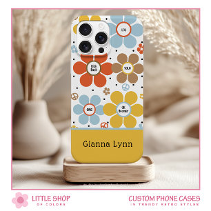 Coque Pour iPhone 15 Monogrammé Fleur de Pouvoir de Style Rétro