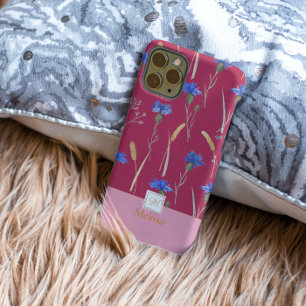 Coque Pour iPhone 14 Pro Monogramme Fleur sauvage de fleurs rouges