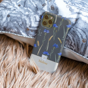 Coque Pour iPhone 14 Pro Monogramme Fleur sauvage gris