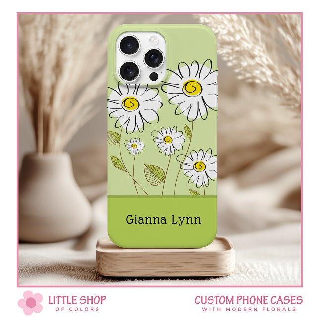 Coques Case-Mate iPhone Monogramme Floral aux Marguerites Modernes (Créateur téléchargé)