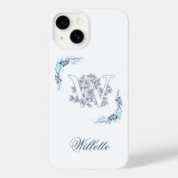 Monogramme floral bleu "W" calme