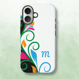 Coque Pour iPhone 16 Monogramme floral déco