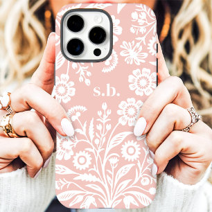 Coques iPhone 16 Pro Max Monogramme floral Fleur sauvage rétro